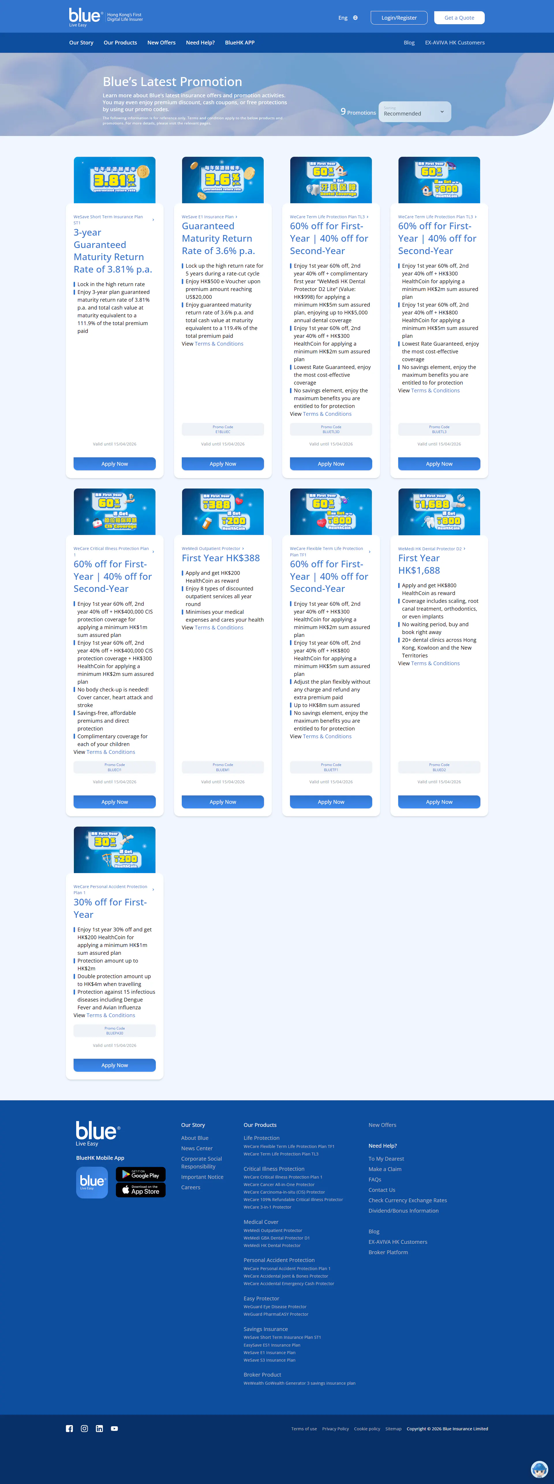 Campagne numérique Blue Insurance générant des abonnés et des inscriptions